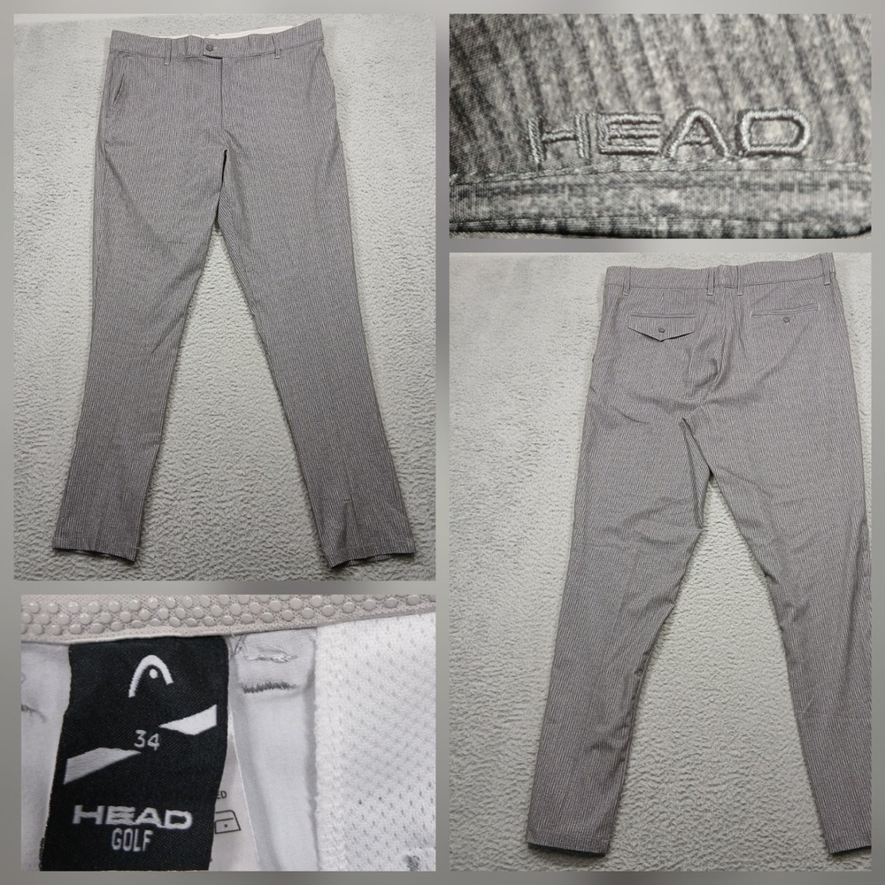 Head Golf Pants Men's 34 Gray Pinstripe Stretch‎ Performance Trousers